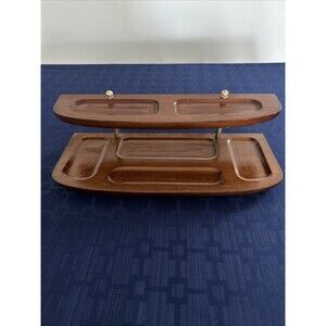 MCM Men’s Wood Valet Tray Organizer  Desk Caddy 2 Tier L 13 In W 5 In  H 3.5 In
